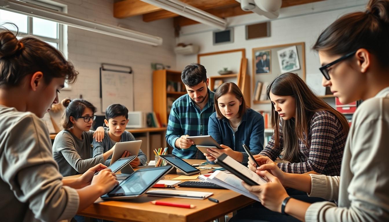 Students collaborating in study space